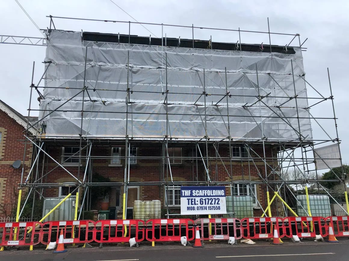 Temporary roof scaffolding at Newchurch