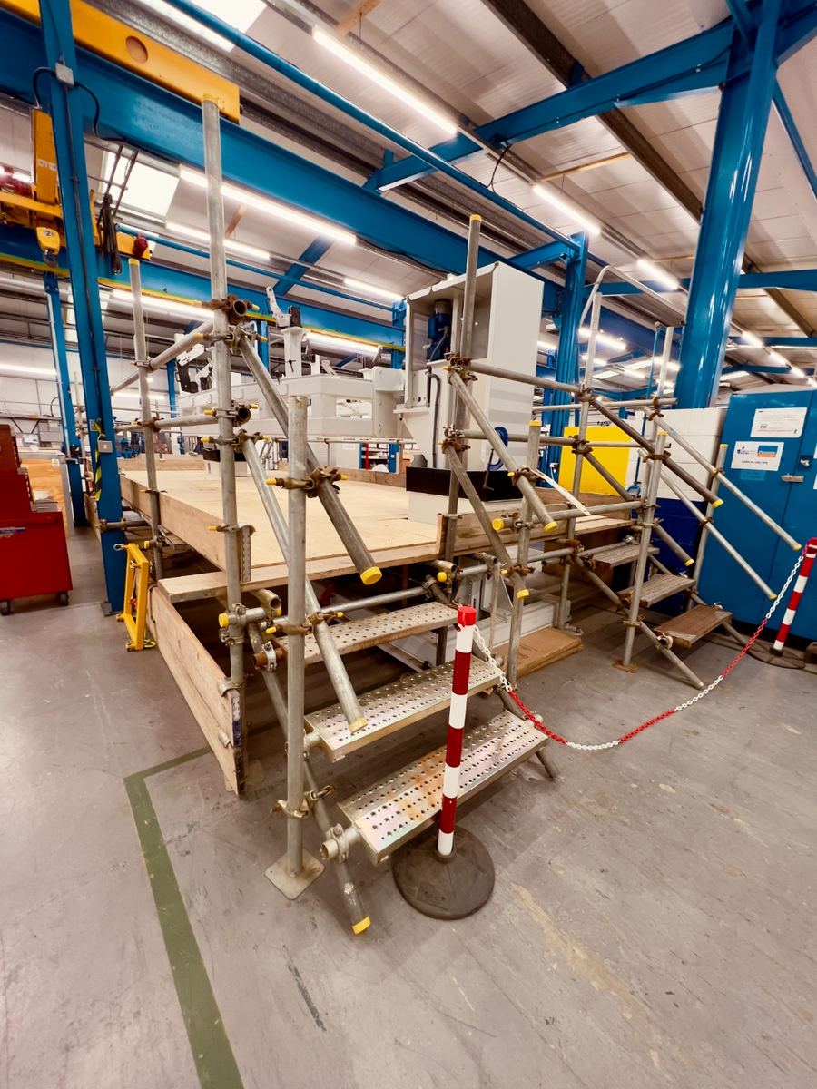 Industrial scaffolding inside a factory, Isle of Wight — THF Scaffolding