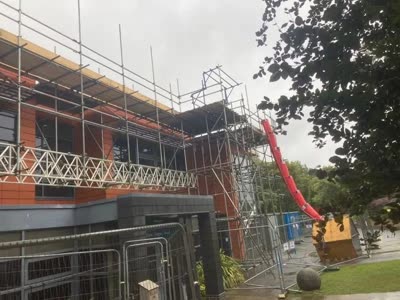 Roof access scaffolding at Carisbrooke College