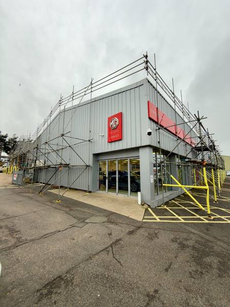 MG Motor dealership scaffolding