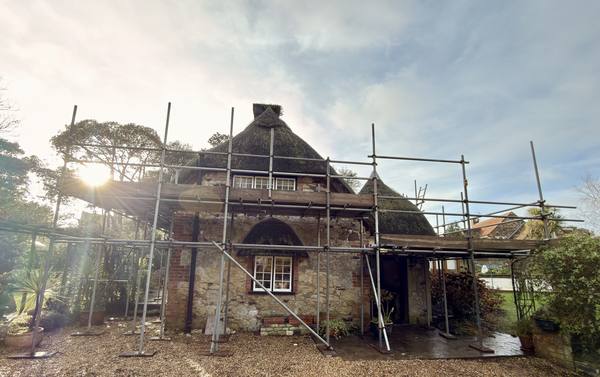 Oast house cottage scaffolding