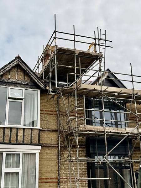 Victorian house with extension scaffolding
