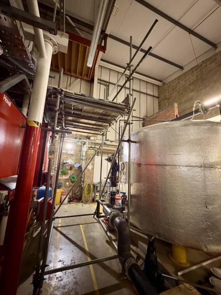 Industrial boiler room scaffolding