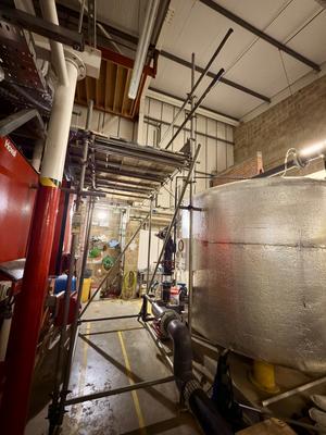 Industrial plant boiler room scaffolding access